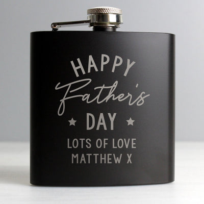 Personalised Memento Personalised Father's Day Black Hip Flask