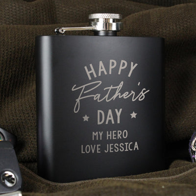 Personalised Memento Personalised Father's Day Black Hip Flask