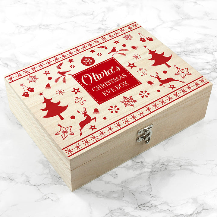 Personalised Festive Scandi Print Christmas Eve Box