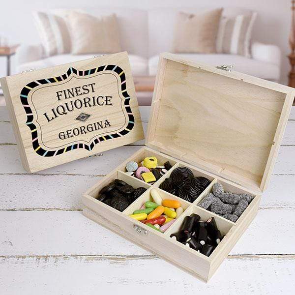 Great Gifts Personalised Finest Liquorice Wooden Sweet Box