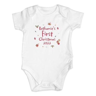 Personalised Memento Personalised First Christmas 0-3 Months Baby Vest
