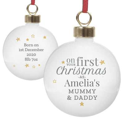 Personalised Memento Personalised 'First Christmas as' Bauble