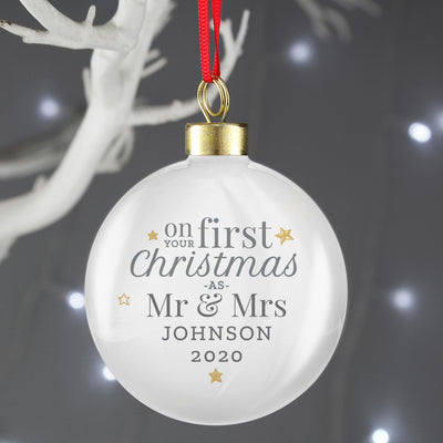 Personalised Memento Personalised 'First Christmas as' Bauble