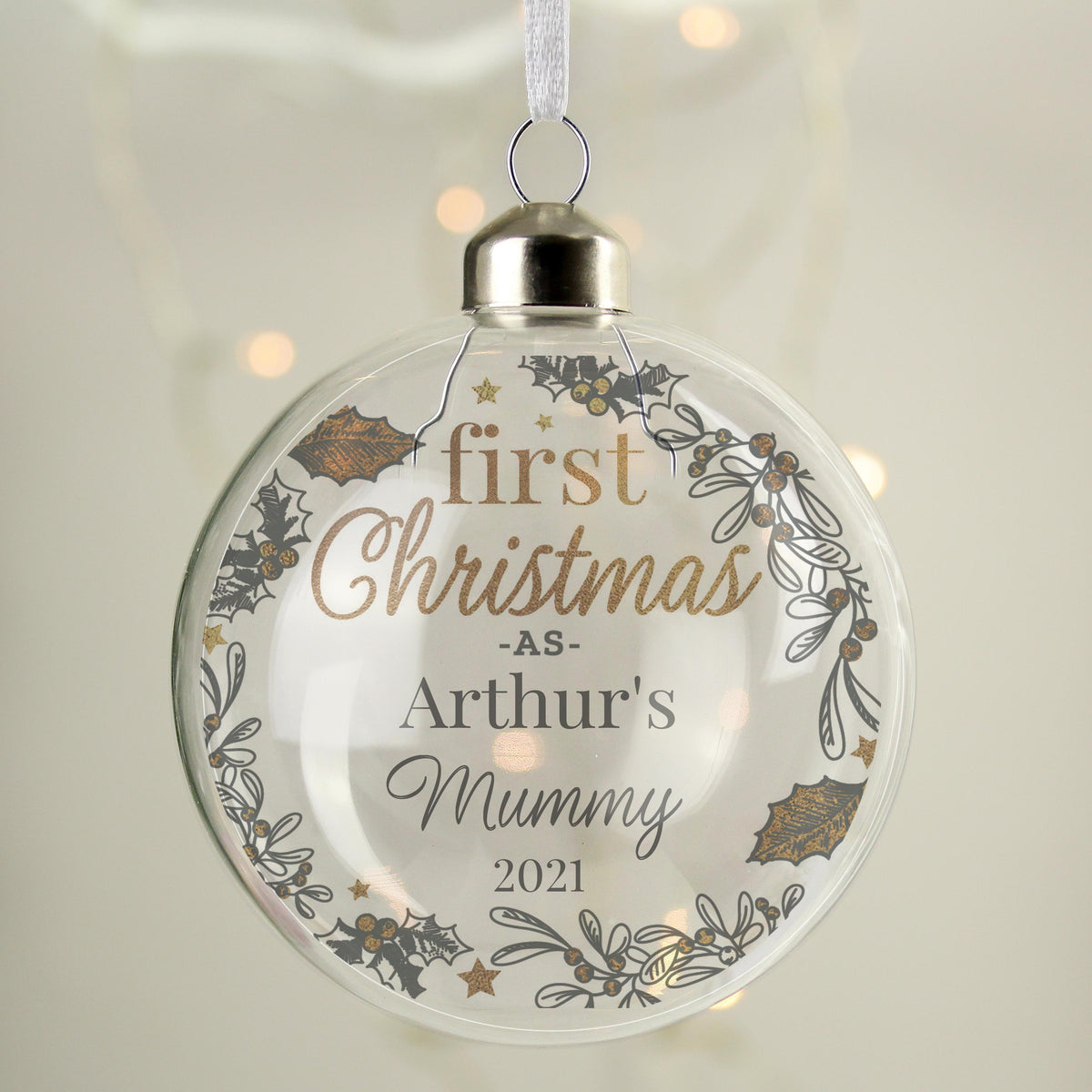 Personalised Memento Personalised First Christmas As Glass Bauble