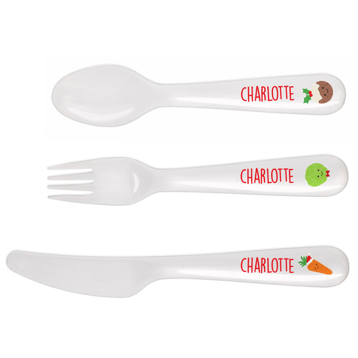 Personalised Memento Mealtime Essentials Personalised 'First Christmas Dinner' 3 Piece Plastic Cutlery Set