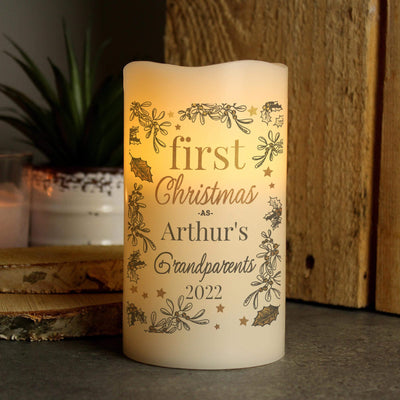Personalised Memento Personalised First Christmas LED Candle