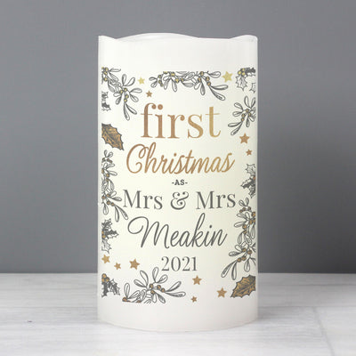 Personalised Memento Personalised First Christmas LED Candle