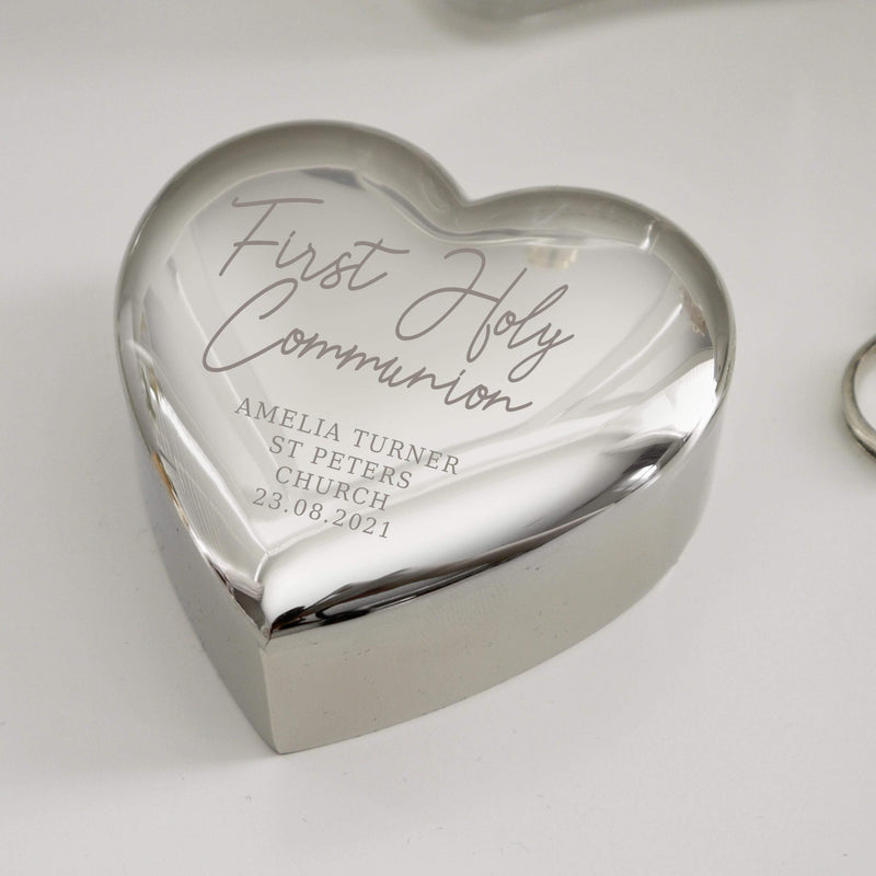 Personalised Memento Personalised First Holy Communion Heart Trinket Box