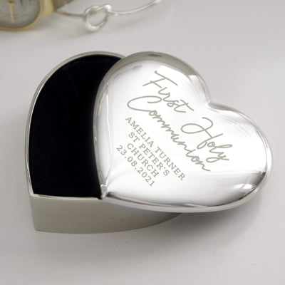 Personalised Memento Personalised First Holy Communion Heart Trinket Box