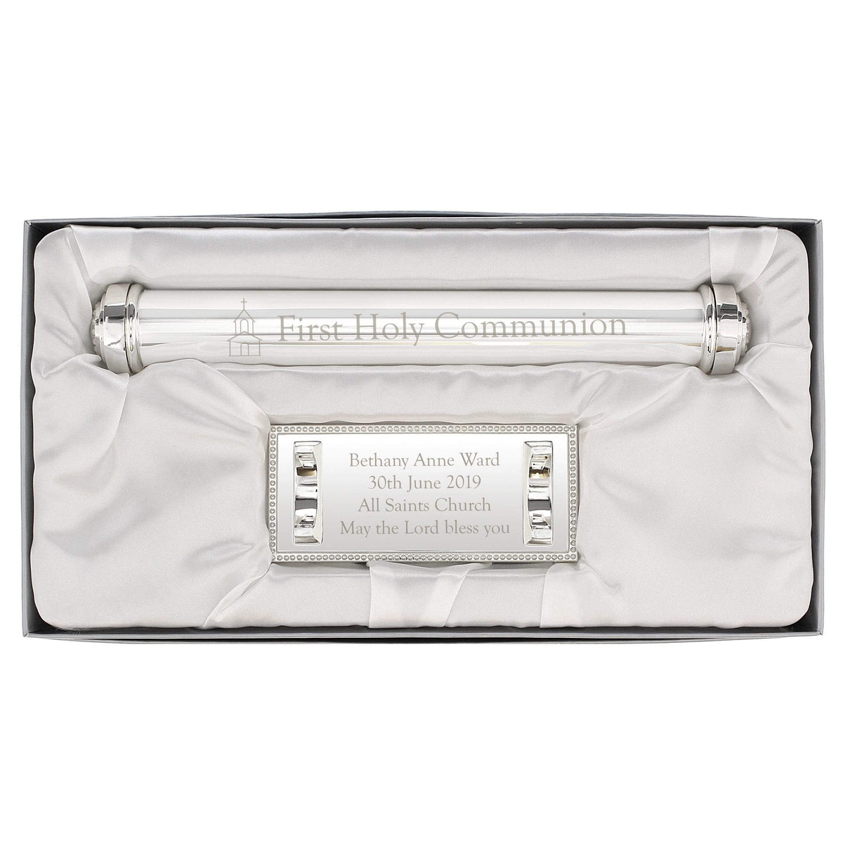 Personalised Memento Keepsakes Personalised First Holy Communion Silver Plated Certificate Holder