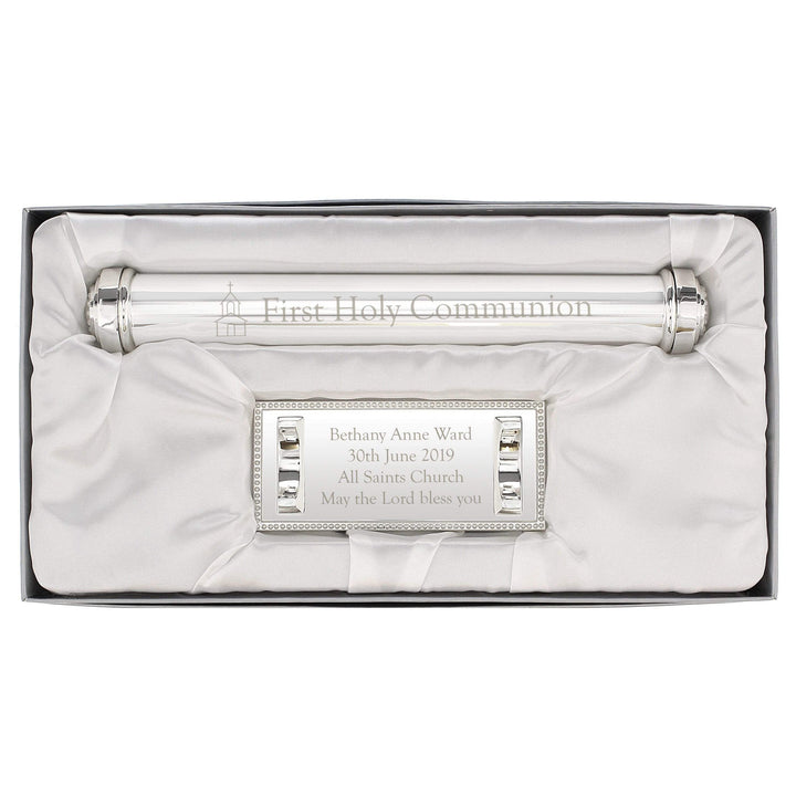 Personalised Memento Keepsakes Personalised First Holy Communion Silver Plated Certificate Holder