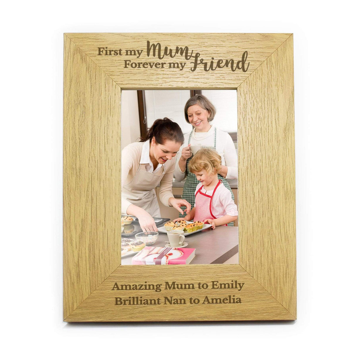 Personalised Memento Photo Frames, Albums and Guestbooks Personalised 'First My Mum, Forever My Friend' 4x6 Oak Finish Photo Frame