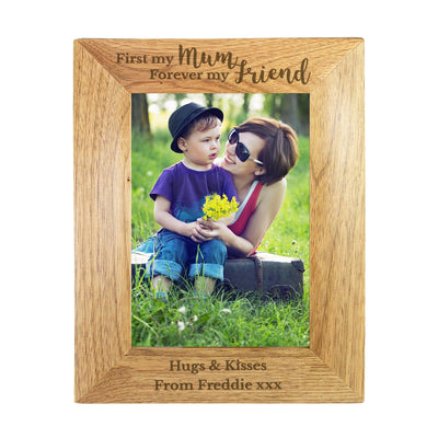 Personalised Memento Wooden Personalised First My Mum Forever My Friend 5x7 Wooden Photo Frame