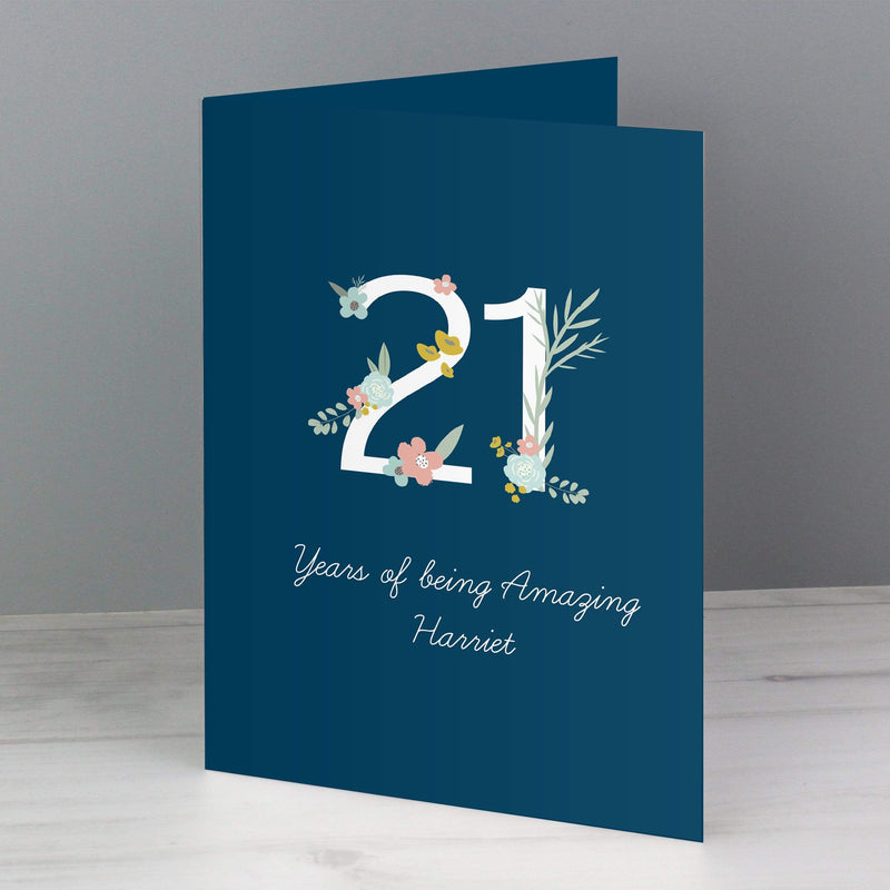 Personalised Memento Greetings Cards Personalised Floral Age Birthday Card