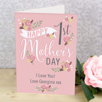 Personalised Memento Greetings Cards Personalised Floral Bouquet 1st Mother's Day Card