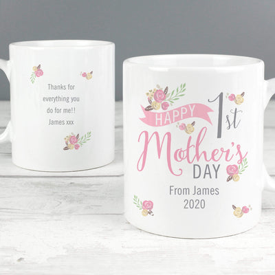 Personalised Memento Mugs Personalised Floral Bouquet 1st Mothers Day Mug