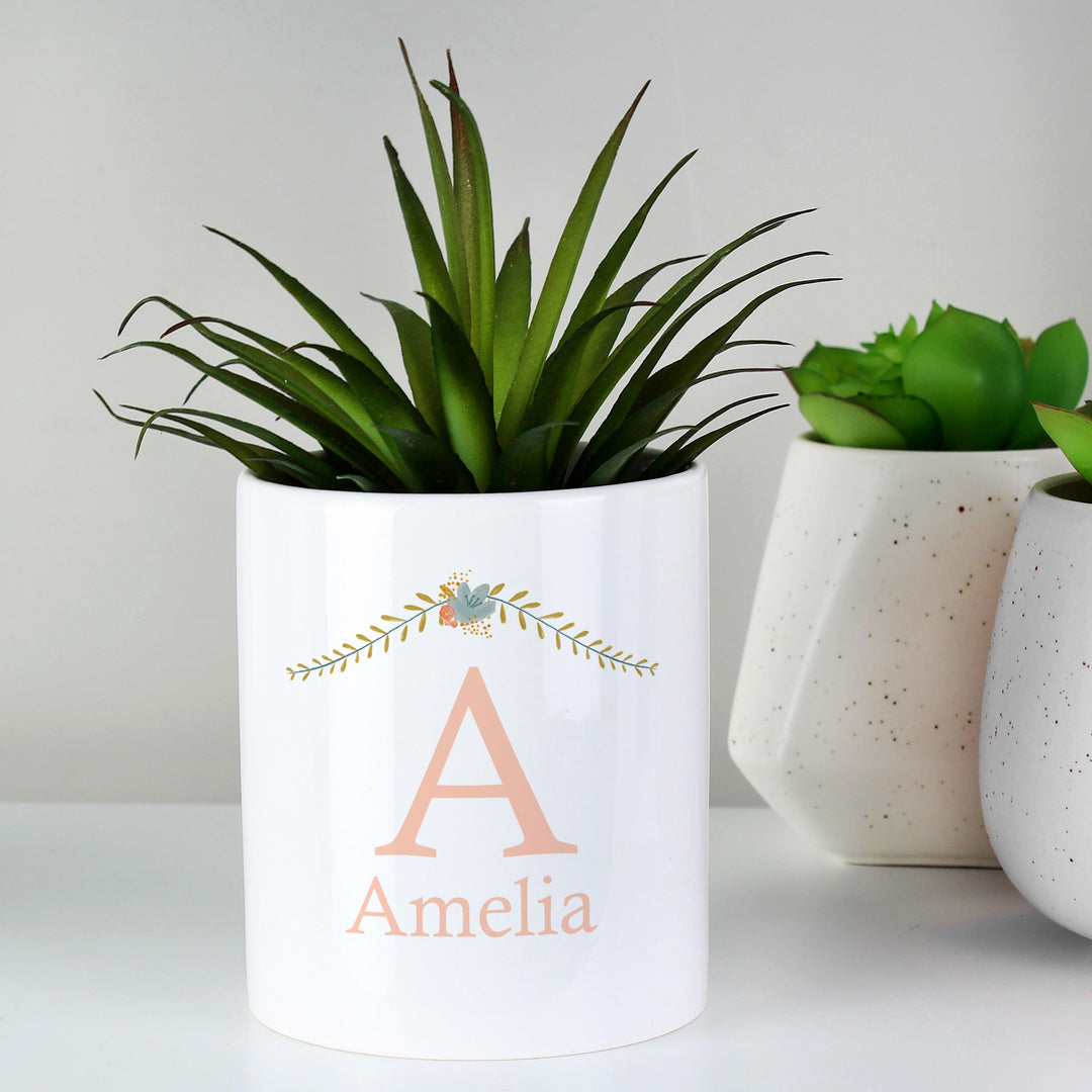 Personalised Memento Personalised Floral Bouquet Ceramic Storage Pot