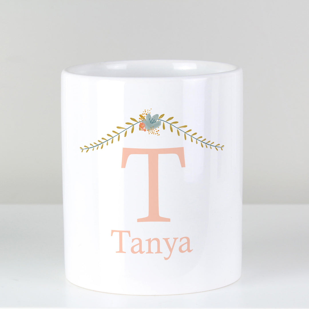 Personalised Memento Personalised Floral Bouquet Ceramic Storage Pot
