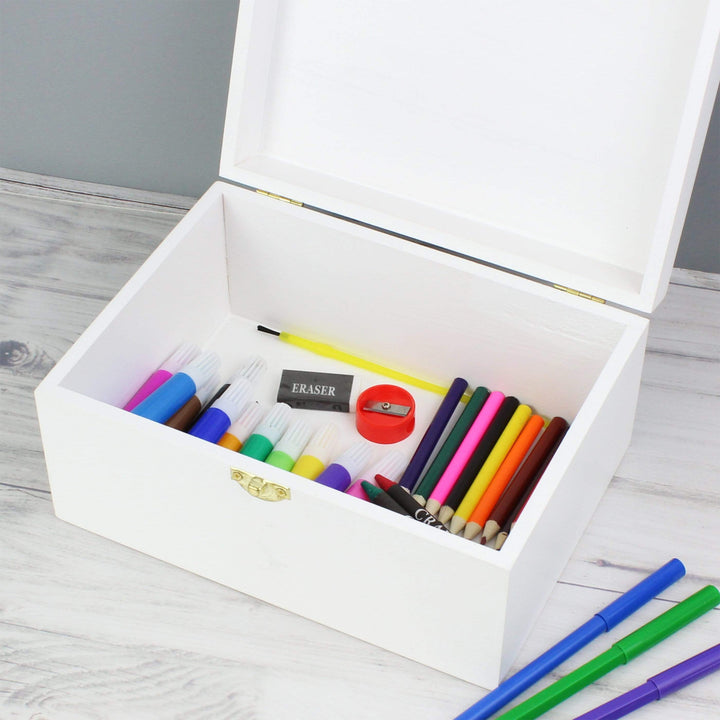 Personalised Memento Trinket, Jewellery &amp; Keepsake Boxes Personalised Floral Bouquet White Wooden Keepsake Box