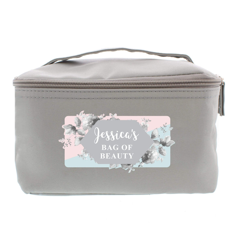 Personalised Memento Textiles Personalised Floral Grey Vanity bag