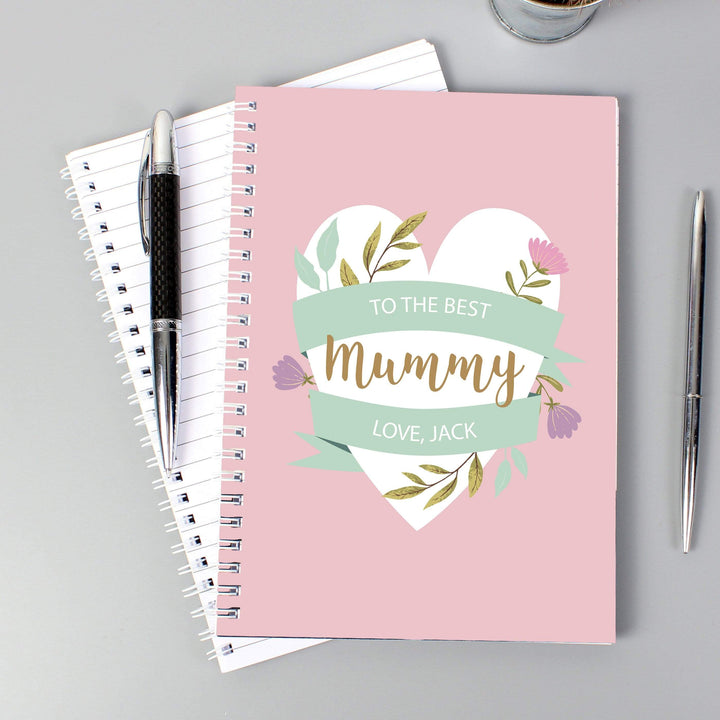 Personalised Memento Stationery &amp; Pens Personalised Floral Heart A5 Notebook