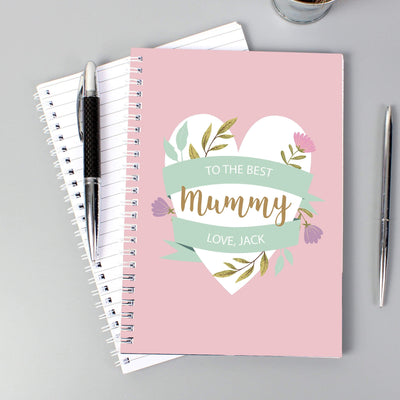 Personalised Memento Stationery & Pens Personalised Floral Heart A5 Notebook