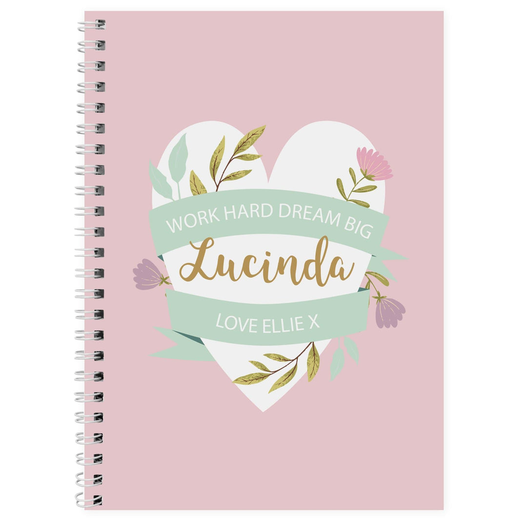 Personalised Memento Stationery &amp; Pens Personalised Floral Heart A5 Notebook