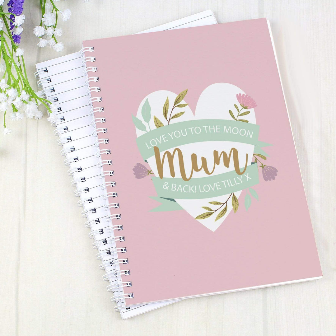 Personalised Memento Stationery &amp; Pens Personalised Floral Heart A5 Notebook