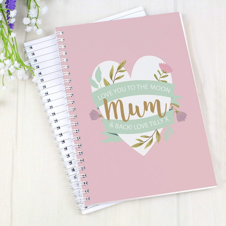 Personalised Memento Stationery &amp; Pens Personalised Floral Heart A5 Notebook
