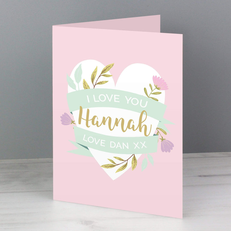 Personalised Memento Greetings Cards Personalised Floral Heart Card