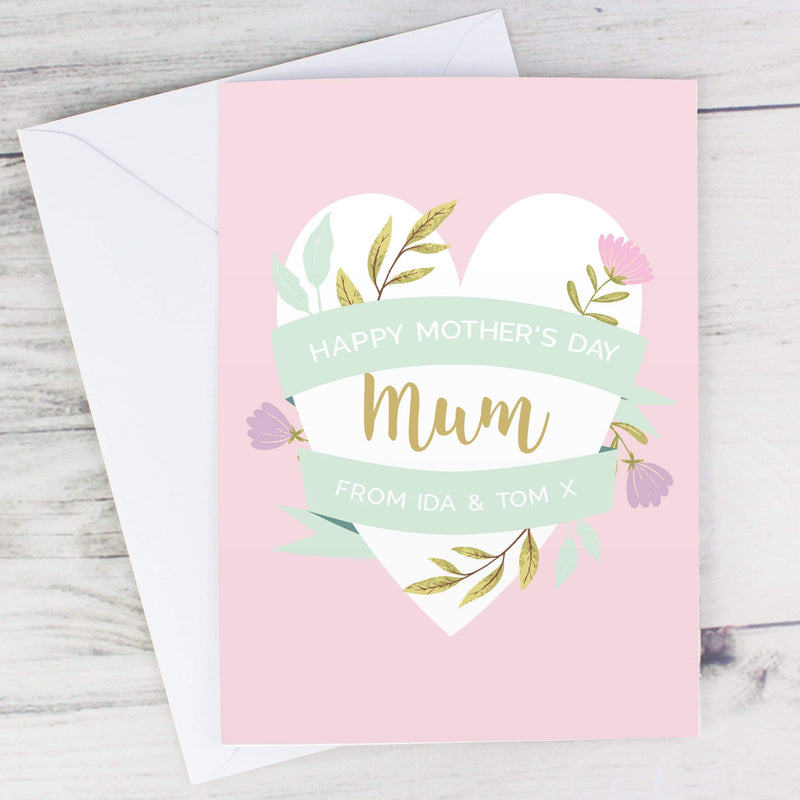 Personalised Memento Greetings Cards Personalised Floral Heart Card