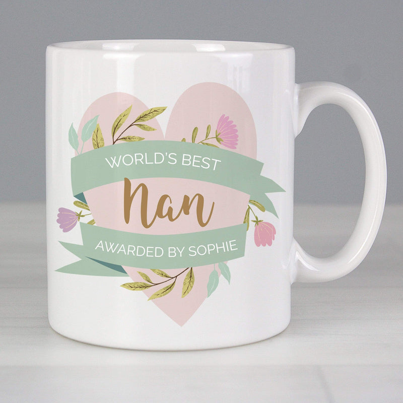 Personalised Memento Mugs Personalised Floral Heart Mothers Day Mug