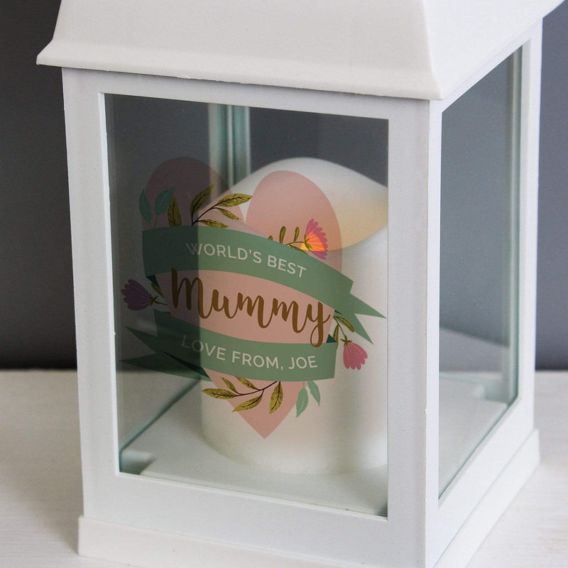 Personalised Memento LED Lights, Candles & Decorations Personalised Floral Heart Mothers Day White Lantern