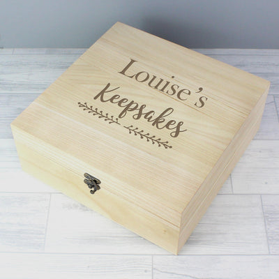 Personalised Memento Personalised Floral Large Wooden Keepsake Box