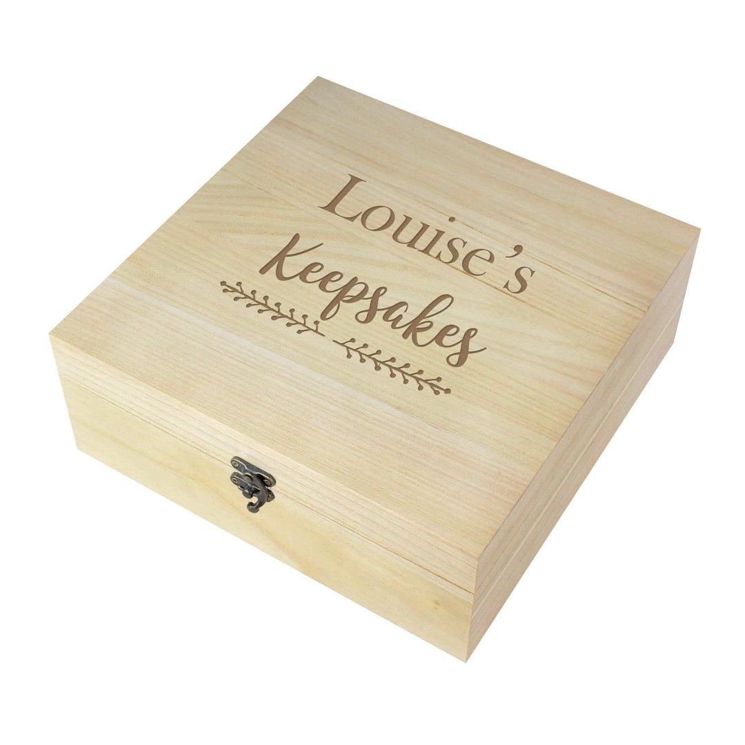 Personalised Memento Personalised Floral Large Wooden Keepsake Box