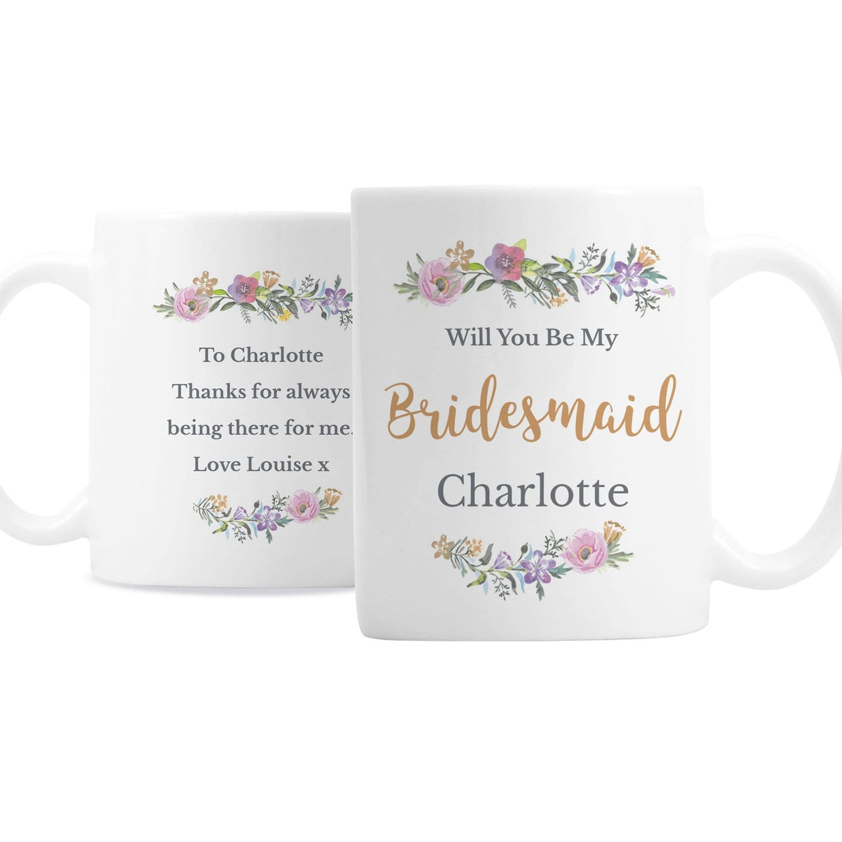Personalised Memento Mugs Personalised Floral Message Mug