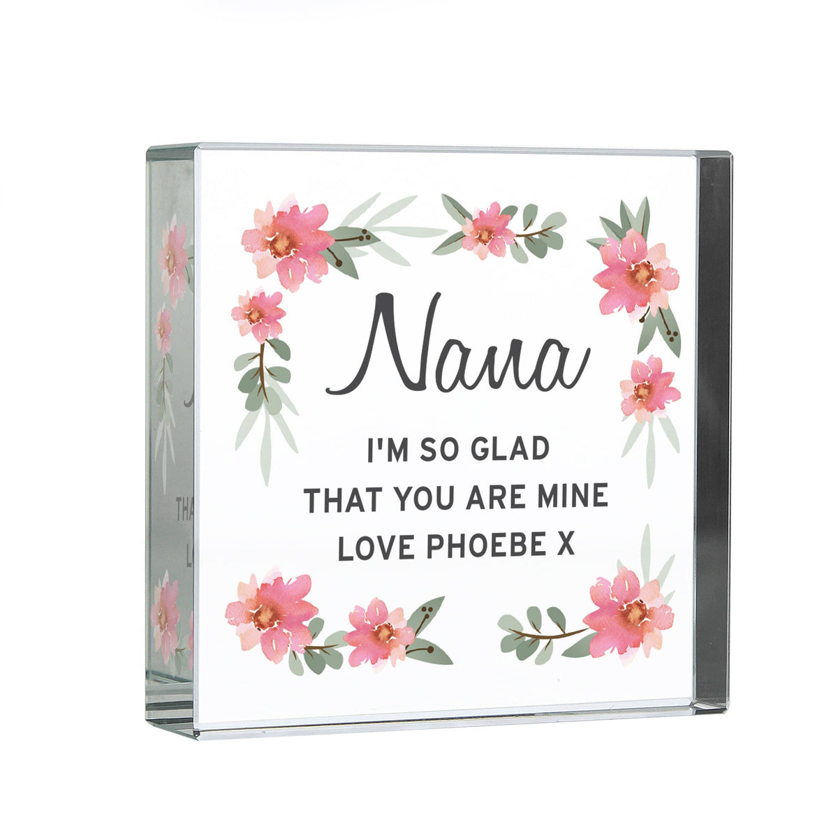 Personalised Memento Ornaments Personalised Floral Sentimental Large Crystal Token