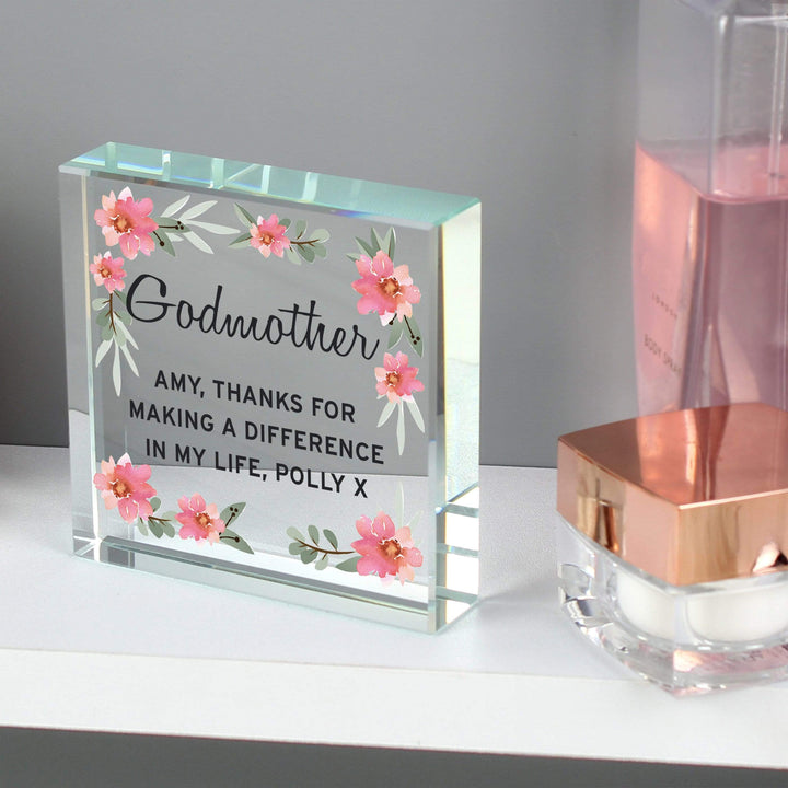 Personalised Memento Ornaments Personalised Floral Sentimental Large Crystal Token