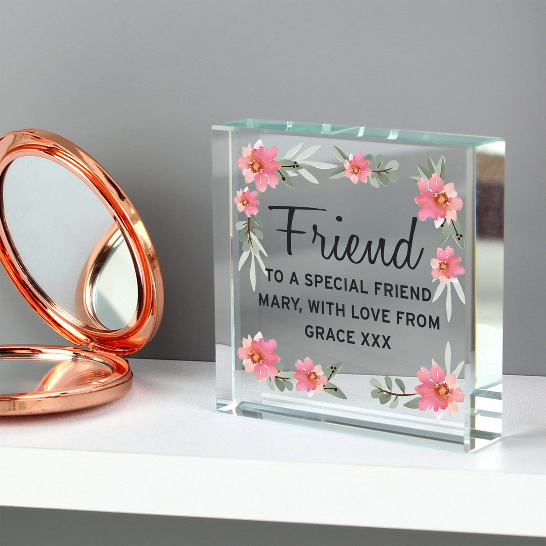 Personalised Memento Ornaments Personalised Floral Sentimental Large Crystal Token