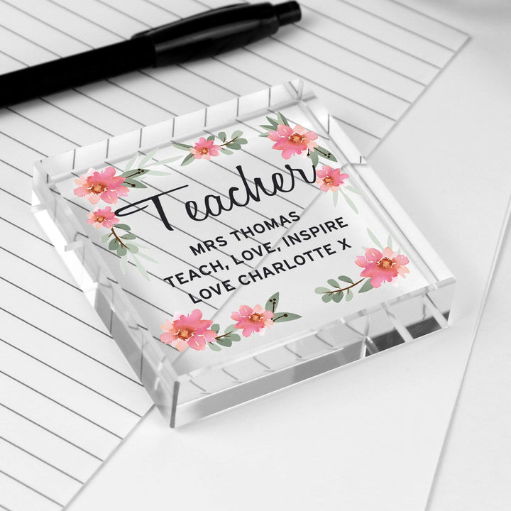 Personalised Memento Ornaments Personalised Floral Sentimental Large Crystal Token
