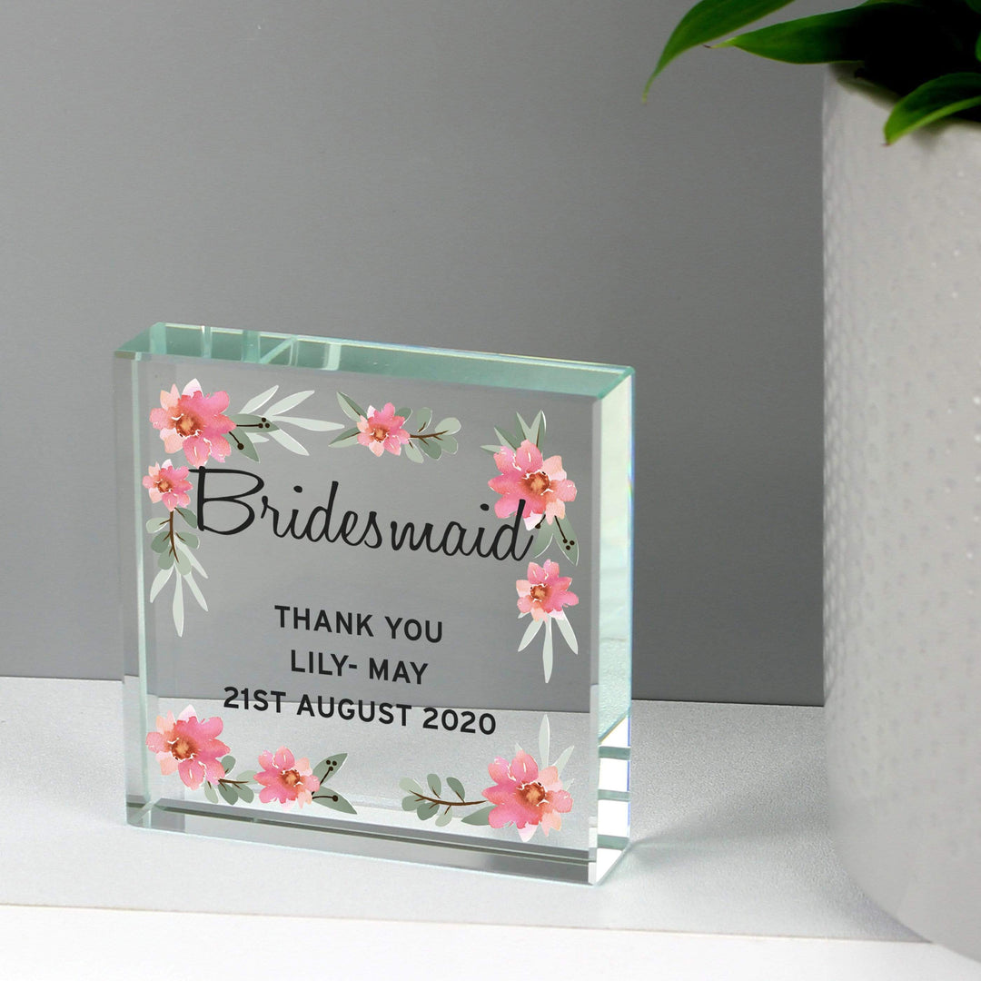 Personalised Memento Ornaments Personalised Floral Sentimental Large Crystal Token