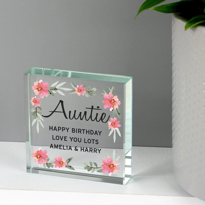 Personalised Memento Ornaments Personalised Floral Sentimental Large Crystal Token