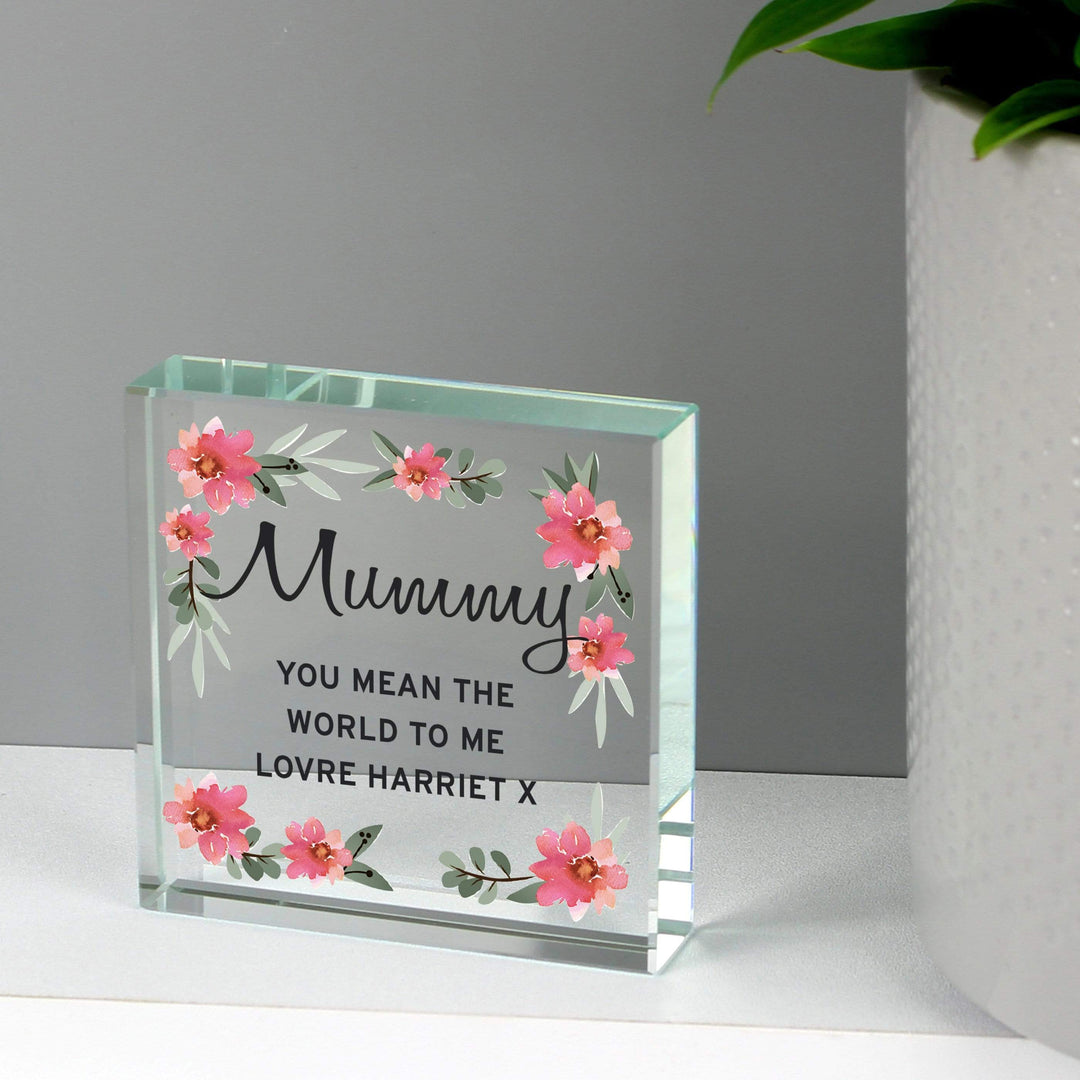 Personalised Memento Ornaments Personalised Floral Sentimental Large Crystal Token