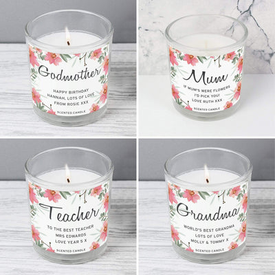 Personalised Memento Candles & Reed Diffusers Personalised Floral Sentimental Scented Jar Candle