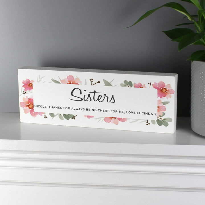 Personalised Memento Wooden Personalised Floral Sentimental Wooden Block Sign