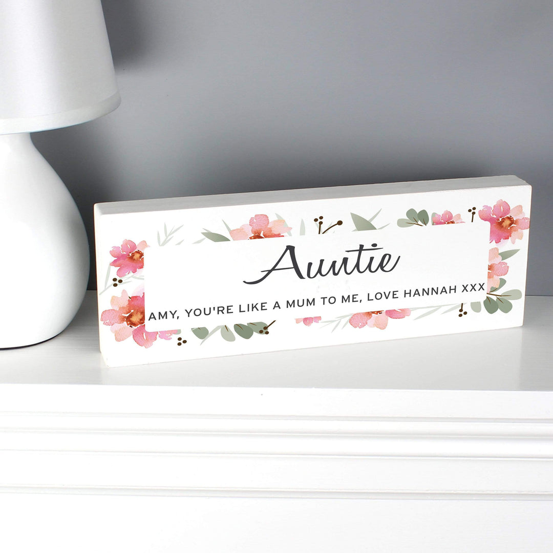 Personalised Memento Wooden Personalised Floral Sentimental Wooden Block Sign