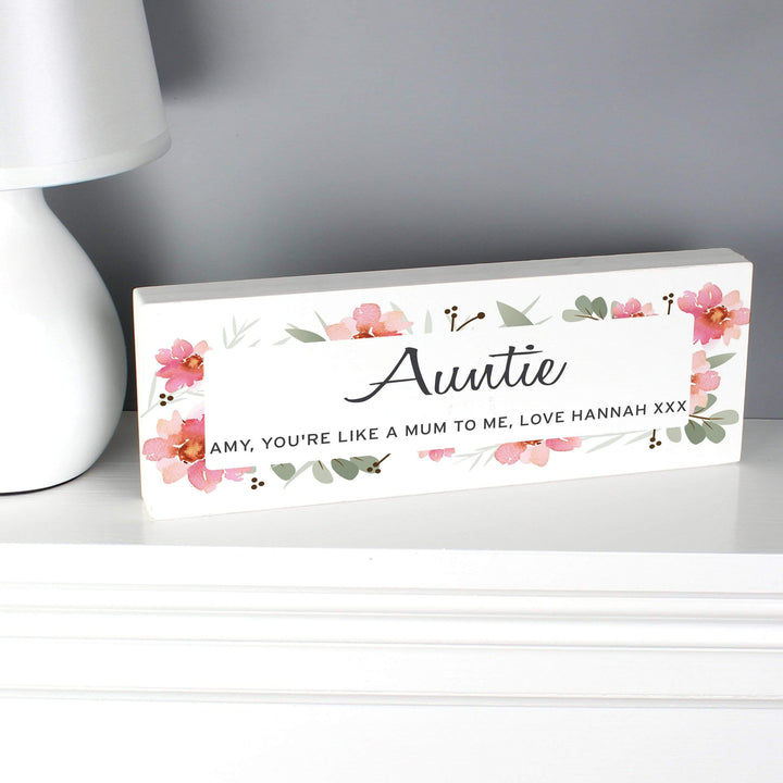 Personalised Memento Wooden Personalised Floral Sentimental Wooden Block Sign