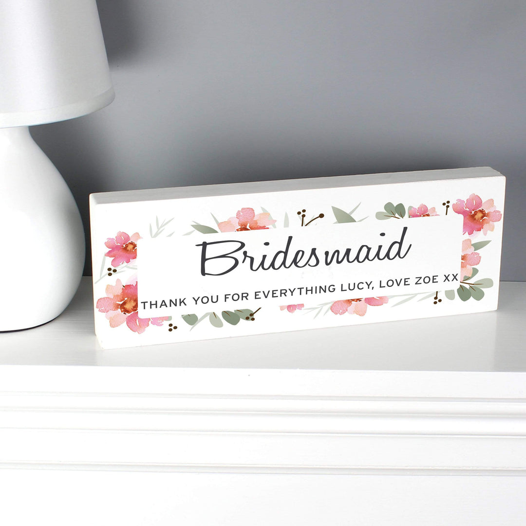 Personalised Memento Wooden Personalised Floral Sentimental Wooden Block Sign