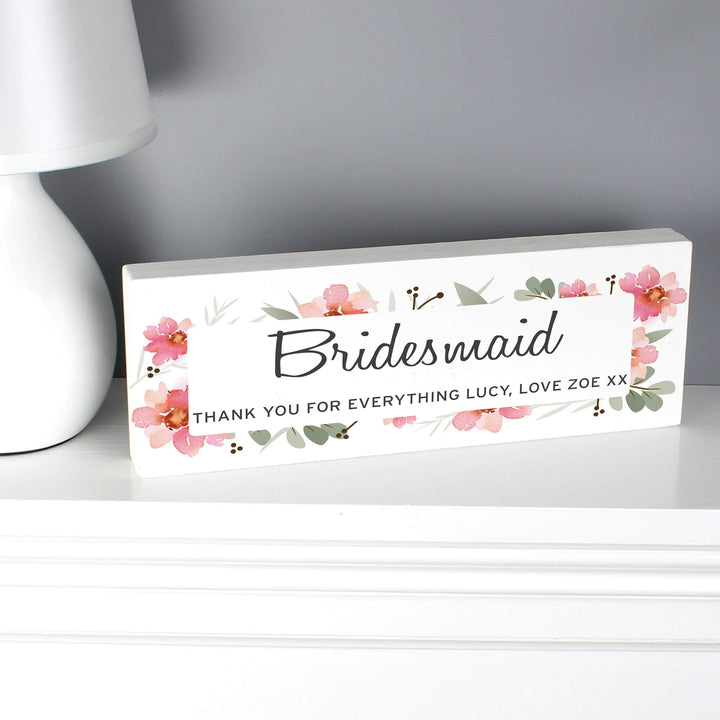 Personalised Memento Wooden Personalised Floral Sentimental Wooden Block Sign