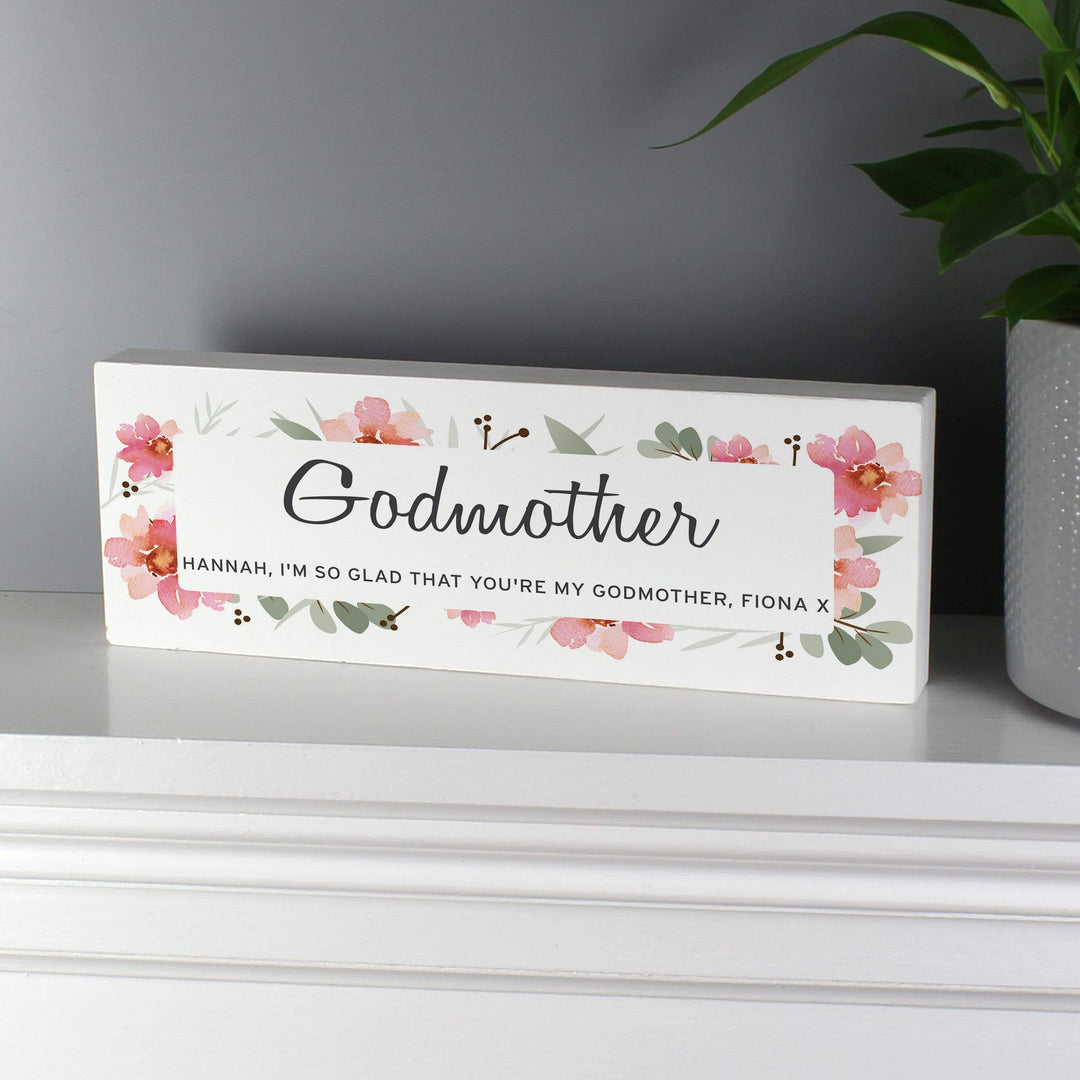 Personalised Memento Wooden Personalised Floral Sentimental Wooden Block Sign